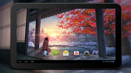 Anime Girl Winter Sunset Live Wallpaper screenshot 4