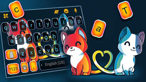 Cute Cat Love Keyboard Theme screenshot 1