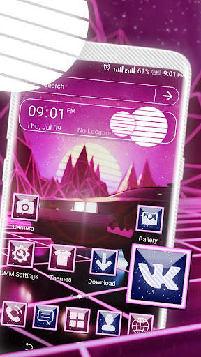Retro Neon Car Launcher Theme screenshot 1