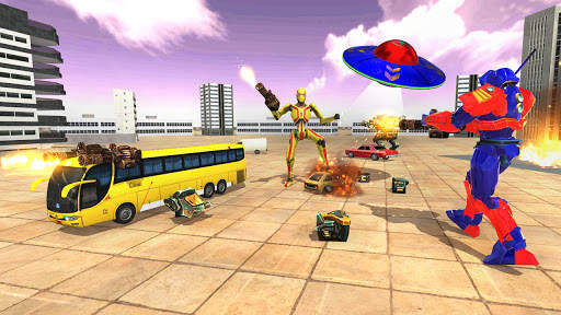 Bus Robot Transform Wars-UFO Spaceship Robot Games screenshot 1