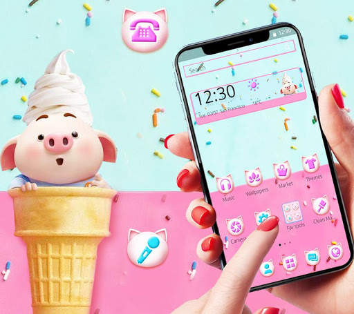 Adorable Ice Cream Piggy Theme screenshot 3