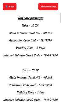 Internet Package Airtel 4 تصوير الشاشة