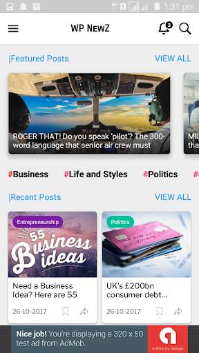 WP NewZ | WordPress to Android News App स्क्रीनशॉट 2