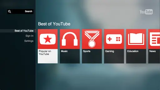 YouTube for Google TV screenshot 1