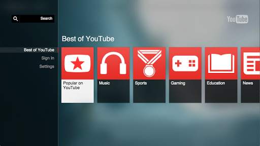YouTube for Google TV screenshot 1