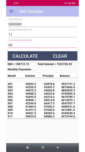 EMI Calculator screenshot 1