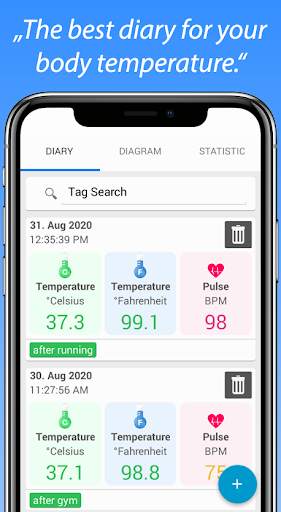 Body Temperature Fever Diary screenshot 1
