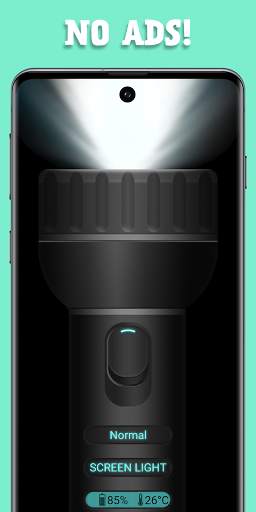 Flashlight -No Ads, Home Screen Icon, White Screen screenshot 1