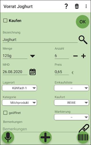 Vorrat, Lager, Einkaufslisten screenshot 4