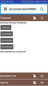 Video Tag And Thumbnail Downloader For Youtube screenshot 2