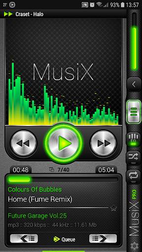MusiX Hi-Fi Green Skin for music player screenshot 1
