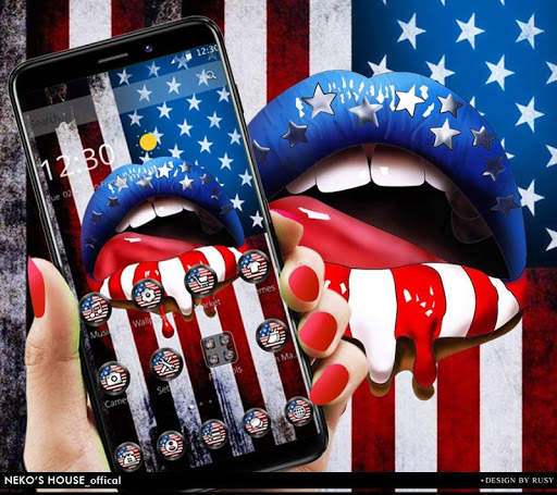 Vintage America Flag Lips Theme screenshot 1