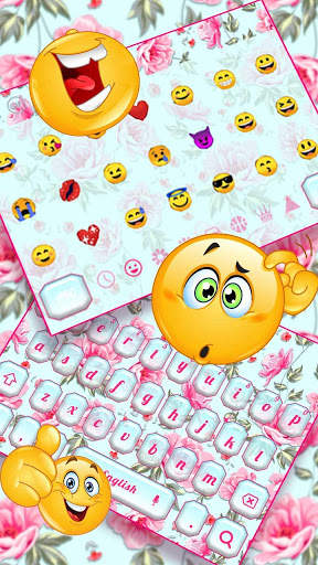 Lovely Pink Floral Flower Keyboard screenshot 3
