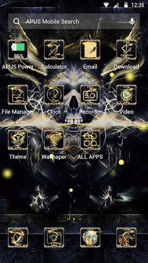 Golden Cool Skull- APUS launcher theme&wallpaper screenshot 3