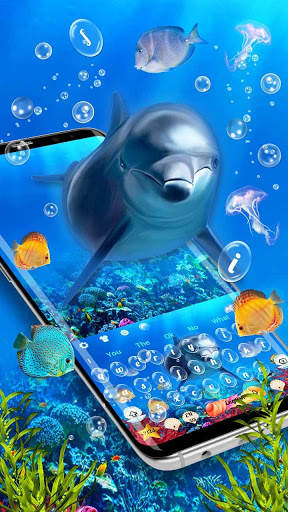 Lovely Aquatic Dolphin Keyboard Theme screenshot 2