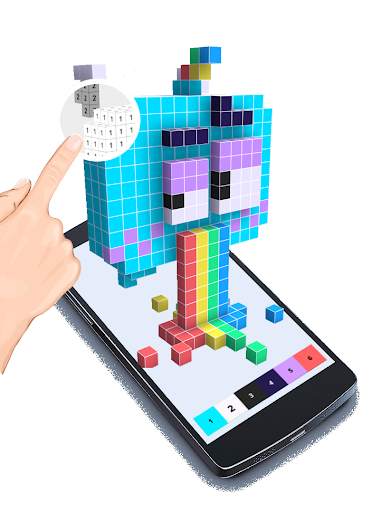 how to Coloring 3D unicorn by numbers pixel art screenshot 1