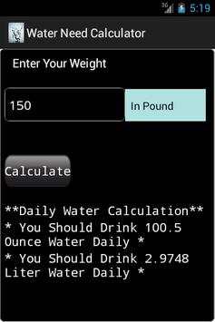 Daily Water Need Calculator screenshot 2