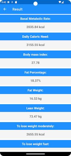 Basal Metabolic Rate screenshot 2