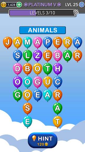Word Balloons - Word Games free for Adults screenshot 1