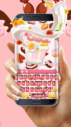Pink ice cream fruit keyboard स्क्रीनशॉट 3