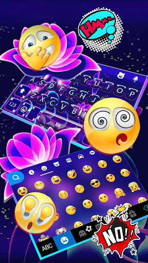 Purple Neon Flowers Keyboard Theme screenshot 4