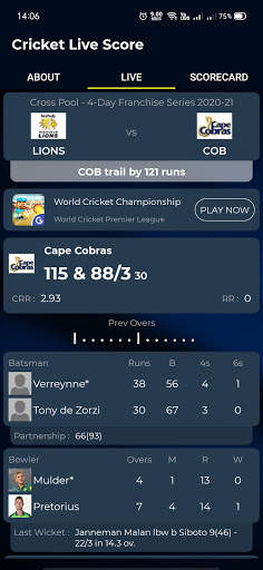 Live Cricket Score - Fantasy Cricket Prediction स्क्रीनशॉट 2