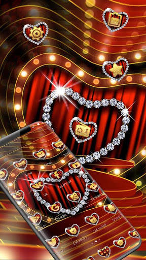 Red Metal Glitter Diamond Theme screenshot 2