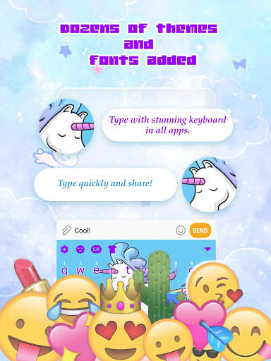 Cute Funny Unicorn Free Keyboard Theme screenshot 2
