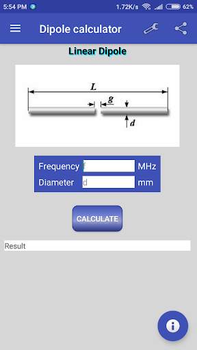 Dipole calculator screenshot 2