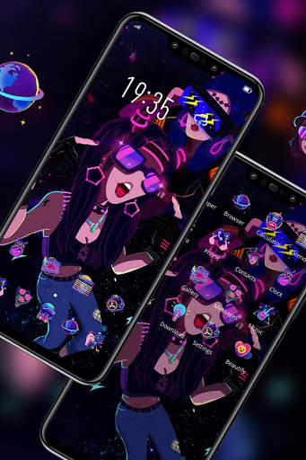 Dark Colorful Neon Club Songstress redmi 6A Theme screenshot 1