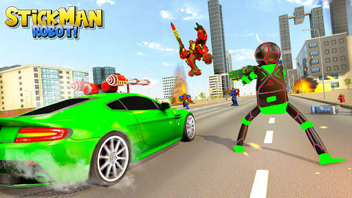 Stickman Robot Car Transform: War Robot Games screenshot 2