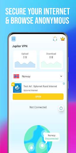 Jupiter VPN - Free, Fast, Unlimited - &Premium @$1 screenshot 1
