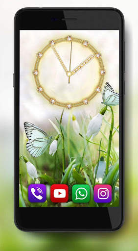 Snowdrops Spring Clock Live Wallpaper screenshot 3
