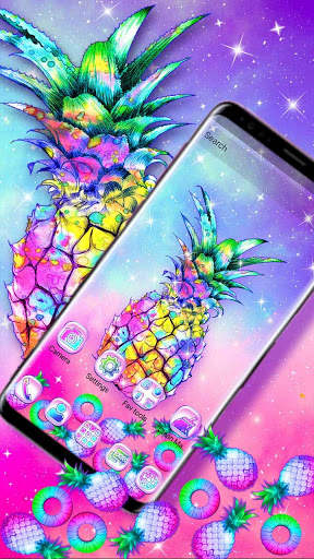 Colorful Galaxy Glitter Pineapple Theme screenshot 3