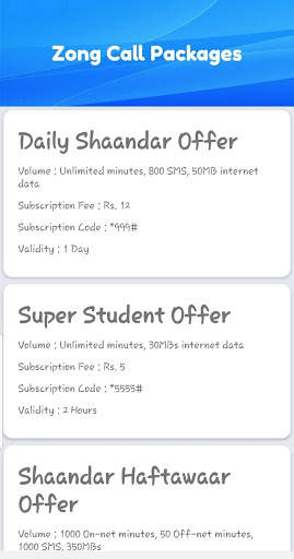 All Pakistan Networks Sim Package Codes 2020 screenshot 3