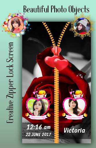 Red Rose Zipper Lock Screen screenshot 3