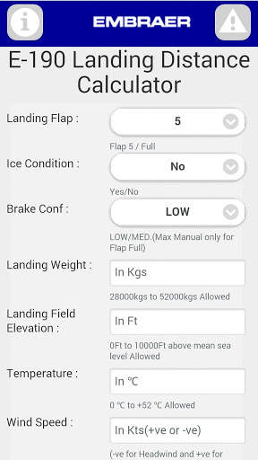 E190 Landing Distance Calc. скриншот 1