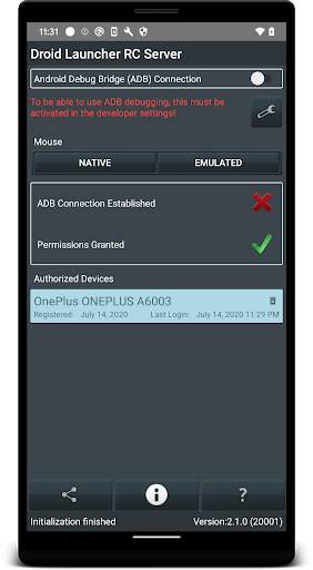 Droid Launcher RC Server screenshot 1