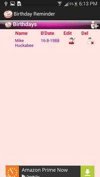 Birthday Reminder 5 تصوير الشاشة