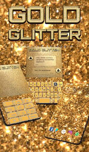 Gold Glitter Animated Keyboard   Live Wallpaper screenshot 1