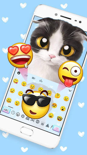 Blue Cute Kitty keyboard स्क्रीनशॉट 3