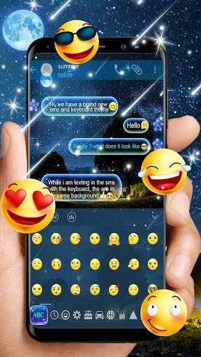 SMS Starry Moon Night Keyboard screenshot 3