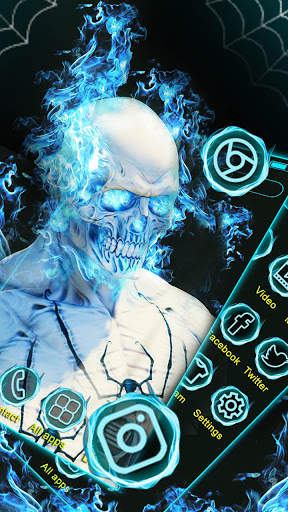 Fire, Blue, Skull Themes, Live Wallpaper screenshot 1