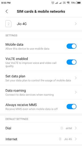Switch Mobile Data  and Roaming screenshot 2