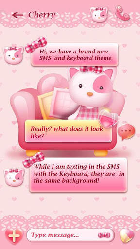 GO SMS PRO PINK KITTY THEME screenshot 3