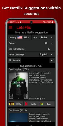 LetsFlix - Search and Discover Netflix screenshot 1