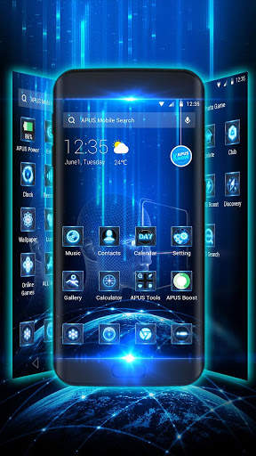 Blue neon future tech theme screenshot 2