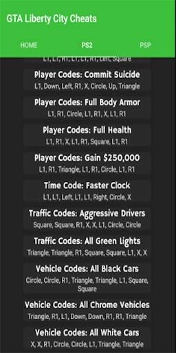 Cheat Codes for Liberty City Stories screenshot 2
