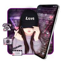 Cute Purple Anime Girly Love Theme on 9Apps