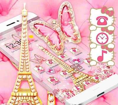 Pink Butterfly Eiffel Kitty Theme screenshot 4